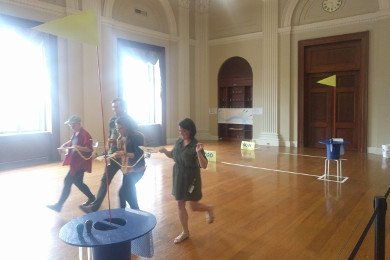 playing in the patent library at the Franklin Institute
